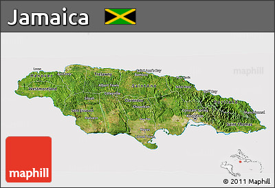 Satellite 3D Map of Jamaica, cropped outside