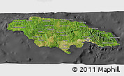 Satellite 3D Map of Jamaica, darken, desaturated