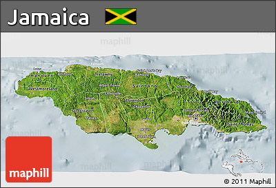 Satellite 3D Map of Jamaica, lighten