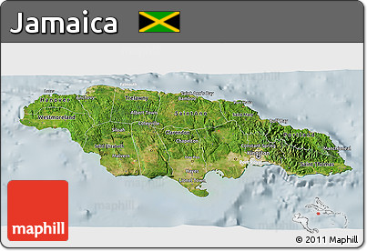 Satellite 3D Map of Jamaica, lighten