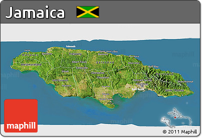 Satellite 3D Map of Jamaica, lighten, land only