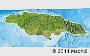Satellite 3D Map of Jamaica, political shades outside