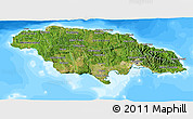 Satellite 3D Map of Jamaica, single color outside, bathymetry sea