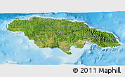 Satellite 3D Map of Jamaica, single color outside, bathymetry sea, shaded relief sea