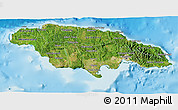 Satellite 3D Map of Jamaica, single color outside, shaded relief sea