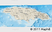 Shaded Relief 3D Map of Jamaica, darken, desaturated, land only