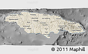 Shaded Relief 3D Map of Jamaica, darken, desaturated