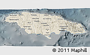 Shaded Relief 3D Map of Jamaica, darken, semi-desaturated