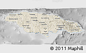 Shaded Relief 3D Map of Jamaica, desaturated