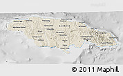 Shaded Relief 3D Map of Jamaica, lighten, desaturated