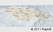 Shaded Relief 3D Map of Jamaica, lighten, semi-desaturated