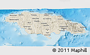 Shaded Relief 3D Map of Jamaica, political outside, shaded relief sea