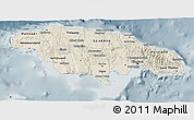 Shaded Relief 3D Map of Jamaica, semi-desaturated