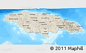 Shaded Relief 3D Map of Jamaica, single color outside, bathymetry sea