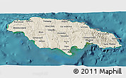 Shaded Relief 3D Map of Jamaica, single color outside, satellite sea