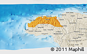 Political 3D Map of Hanover, shaded relief outside