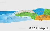 Shaded Relief Panoramic Map of Hanover, political outside