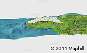 Shaded Relief Panoramic Map of Hanover, satellite outside