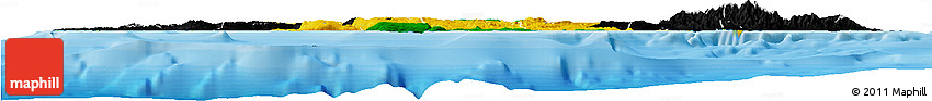 Flag Horizon Map of Jamaica, physical outside, bathymetry sea, flag centered