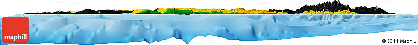 Flag Horizon Map of Jamaica, shaded relief outside