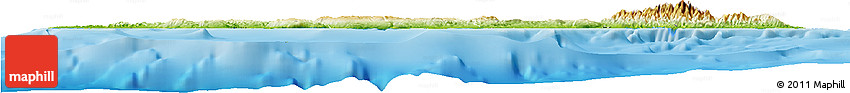 Physical Horizon Map of Jamaica, lighten, land only