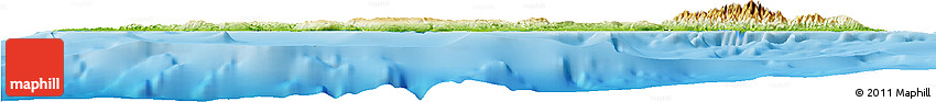 Physical Horizon Map of Jamaica, shaded relief outside