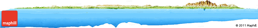 Physical Horizon Map of Jamaica, single color outside, bathymetry sea