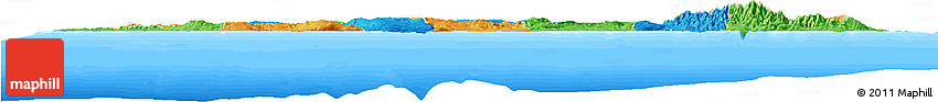 Political Horizon Map of Jamaica, single color outside, bathymetry sea