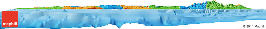 Political Horizon Map of Jamaica, single color outside