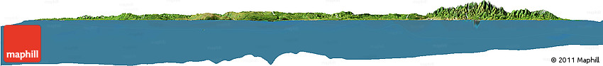 Satellite Horizon Map of Jamaica, lighten, semi-desaturated, land only