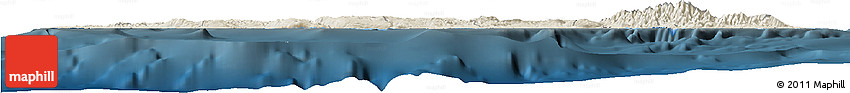 Shaded Relief Horizon Map of Jamaica, darken