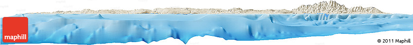 Shaded Relief Horizon Map of Jamaica, lighten, land only