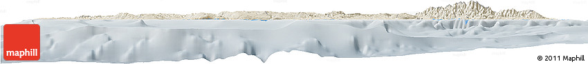 Shaded Relief Horizon Map of Jamaica, lighten, semi-desaturated