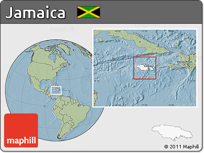 Blank Location Map of Jamaica, savanna style outside, hill shading outside