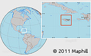 Gray Location Map of Jamaica, hill shading inside