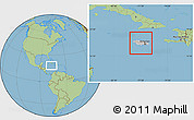 Gray Location Map of Jamaica, savanna style outside