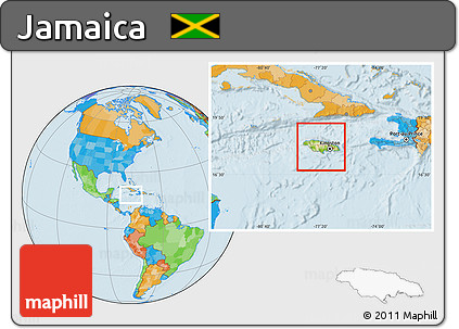 Physical Location Map of Jamaica, political outside