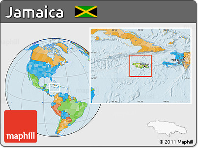 Physical Location Map of Jamaica, political outside