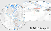 Shaded Relief Location Map of Jamaica, lighten, desaturated