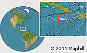 Shaded Relief Location Map of Jamaica, satellite outside