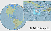 Shaded Relief Location Map of Jamaica, savanna style outside, hill shading