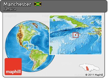 Physical Location Map of Manchester, highlighted country