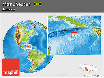 Physical Location Map of Manchester, highlighted country