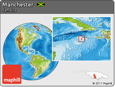 Physical Location Map of Manchester, highlighted country
