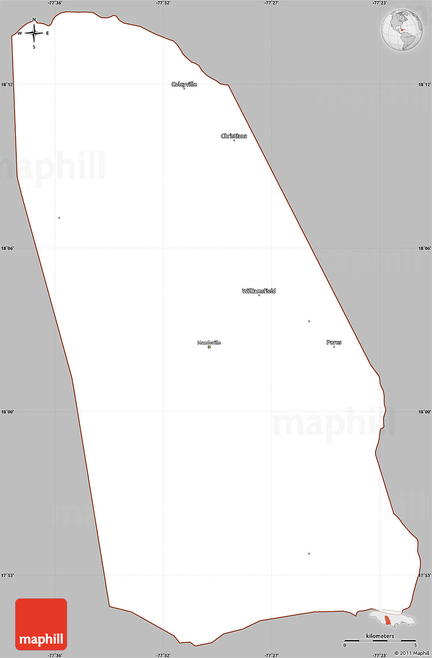 Map Of Manchester Jamaica Gray Simple Map Of Manchester, Cropped Outside