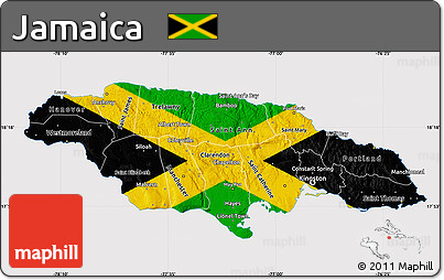 Flag Map of Jamaica, flag centered