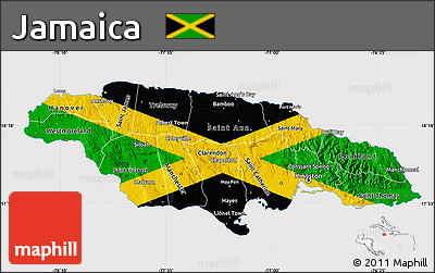 Flag Map of Jamaica, flag rotated