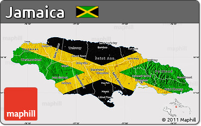 Flag Map of Jamaica, flag rotated