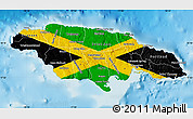 Flag Map of Jamaica, single color outside, shaded relief sea