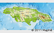 Physical Map of Jamaica, darken, land only